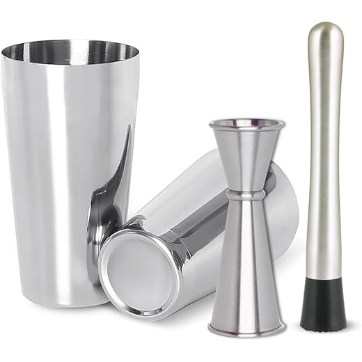 Boston Shaker Set with Peg Measure & Muddler