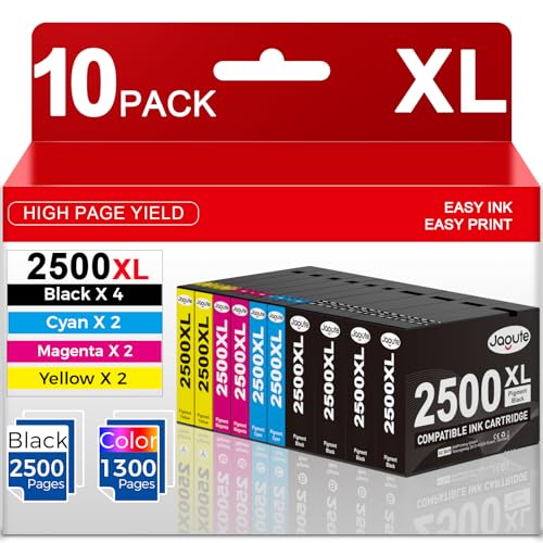 Jagute 10 Paquetes PGI 2500XL Cartuchos de Tinta Compatible con Canon PGI-2500XL PGI 2500 Multipack Tinta para Canon Maxify MB5150 MB5155 MB5300 MB5350 MB5450 MB5050 MB5100 MB5455 iB4000 iB4050 iB4150
