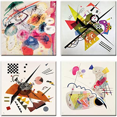 spessore telaio 2 centimetri LuxHomeDecor Quadri kandinsky 4 pezzi 30x30 cm Stampa su Tela con Telaio in Legno arte arredo moderno