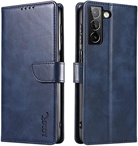 LOLFZ Wallet Case for Samsung Galaxy S22 5G, Vintage Leather Book Case with Card Holder Kickstand Magnetic Closure Flip Case Cover for Galaxy S22 5G - Rose Gold