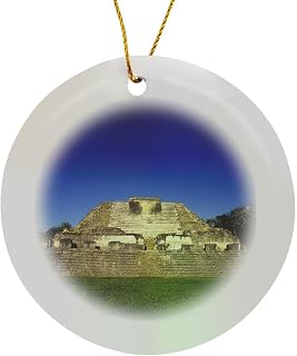 Circle Porcelain Ornament - Ancient Architecture, Mayan Ruins, Altun Ha, Belize - SA02 GJO0172 - Greg Johnston Ancient Architecture