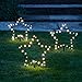 Lights4fun - 3 Decorazioni Natalizie da Giardino in Metallo Nero a Forma di Stella con LED Bianco Caldo