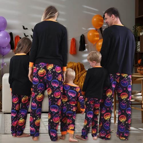 Family Matching Halloween Pajamas Set Spooky Season Holiday Pjs Ghosts Graphic Long Sleeve Shirts and Pants Sleepwear4