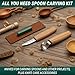 BeaverCraft S01 Wood Spoon Carving Knives Set Spoon Making Tools Kit Whittling Knife Hook Knife Right-handed Bowl Cup Kuksa for Beginners Woodworking Professional Wood Carving Kit