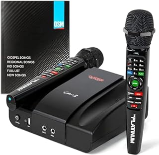 The Platinum Cello 2 Karaoke Machine for TV, Adults and Kids, Huge Song Library 23000+ Mixed Language Indian, English and Filipino etc. Songs MV, 2 Upgraded Karaoke Wireless Microphones with Songbook