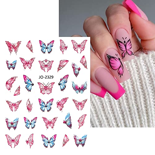 Canvalite Butterfly Nail Art Stickers Nail Decals With Tweezer Nail Stickers 3D Self Adhesive Colorful Butterflies Nails Supplies Decoration For Women And Girls Diy Design (5 Sheets) #TOP4