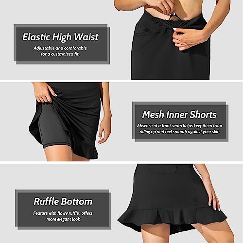 M MOTEEPI Womens 20" Skort Knee Length Ruffle Golf Skirts for Women with Pockets Shorts Dressy Casual Summer4