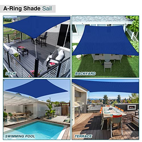 Ecoopts 24'X24' Sun Shade Sail With A Ring Steel Wire Rectangle Canopy Cover Uv Blockage For Outdoor Patio Pergola Backyard Garden (Blue) #TOP1