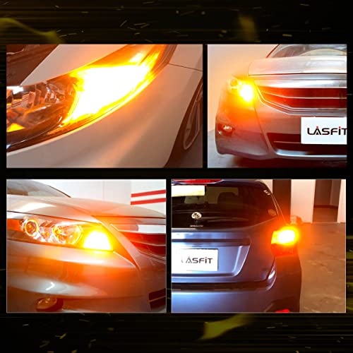 Image of LASFIT PWY24W LED Bulbs Turn Signal Light PW24W Built in Resistor Canbus Error Free Extremely Bright Blinker Amber /Yellow Replacement Upgraded (Pack of 2)