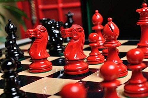 The House Of Staunton The Grandmaster Regal Series Chess Set, Box, & Board Combination - Black And Red Lacquered #TOP1