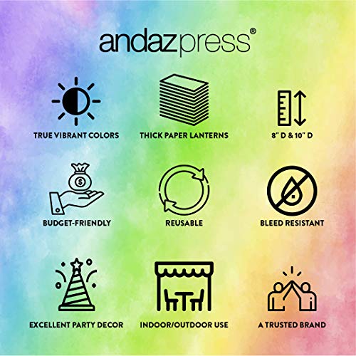 Andaz Press Hanging Paper Lantern Party Decor Trio Kit With Free Party Sign, Ivory, Coral, Diamond Blue, 6-Pack, For Peach Mint Robin's Egg Baby Bridal Shower Easter Classroom Decorations #TOP4