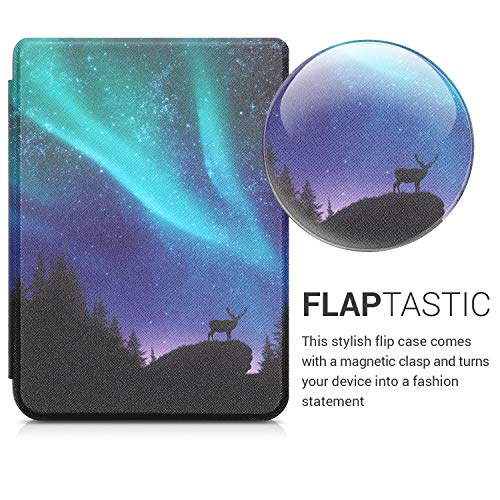 kwmobile hoes compatibel met Kobo Nia - Case voor e-reader in turquoise/blauw/zwart - Noorderlicht Hert - Image 3