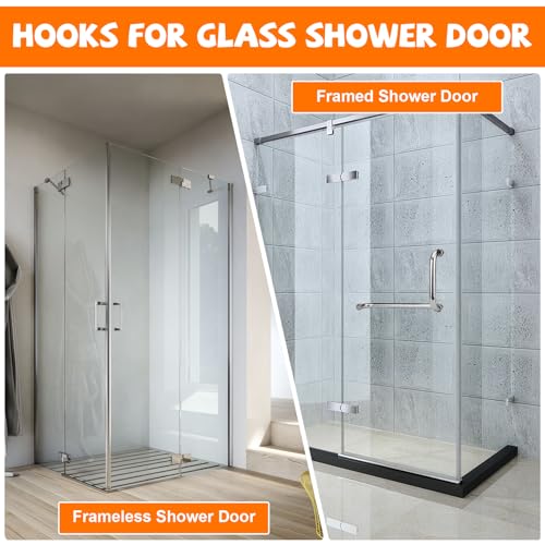 UHETLET 4 Stück Haken Duschwand Duschtürhaken Türhaken für Duschwand Handtuchhalter Duschhaken Handtuchhaken ohne Bohren für Glasstärken ≤12mm Halterung Duschhaken für Glaswand Duschtür Glasduschwand