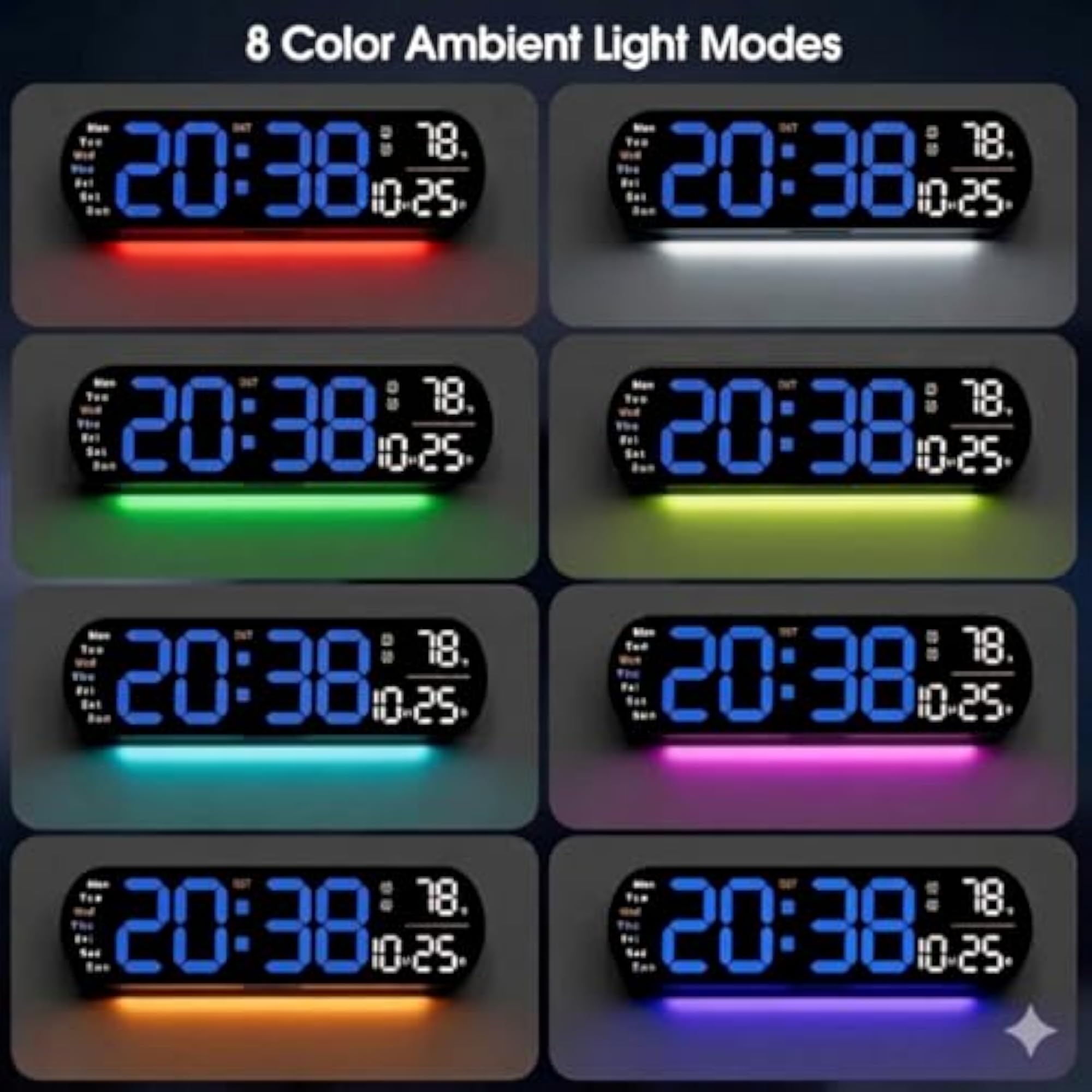Digital Wall Clock, Large Display, 13.7 inch with Remote Control