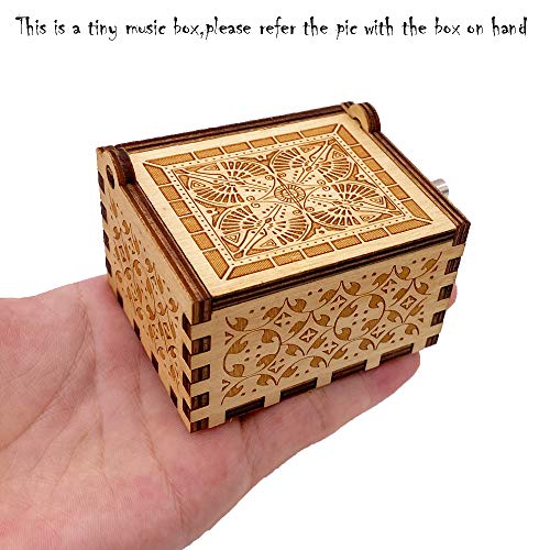 Caixa musical de madeira gravada em formato de castelo com uivo, caixa de presente para Natal, anive