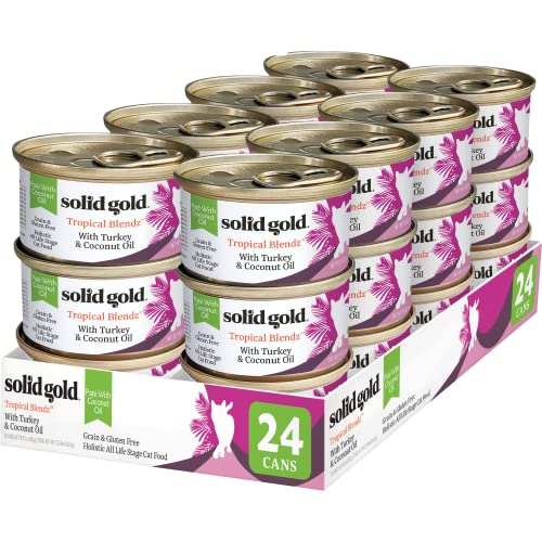 Image of Solid Gold Wet Cat Food Pate in Coconut Oil - Healthy Canned Cat Food Pate w /Real Turkey, Omega Fatty Acids, Vitamins & Minerals - Grain Free & Gluten Free Canned Meals for Cats & Kittens - 24ct /3oz
