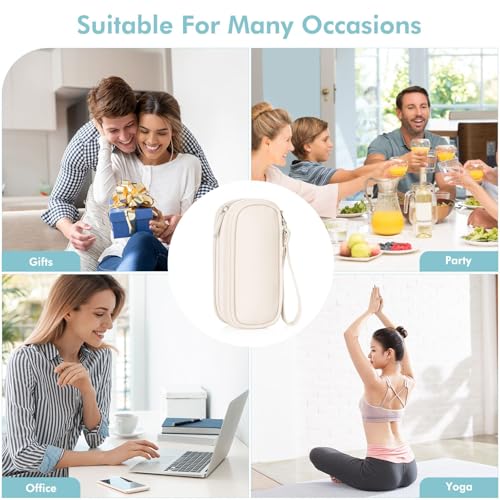 Image of Portable Tampon Organizer Bag, Beige PU Pouch with Handle and Zipper for Women's Period Products