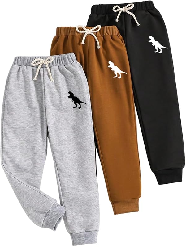 Nivne Tco Toddler Boy Pants - 3 Pack Sweatpants - Dinosaur Graphic Print Toddler Jogger Pants