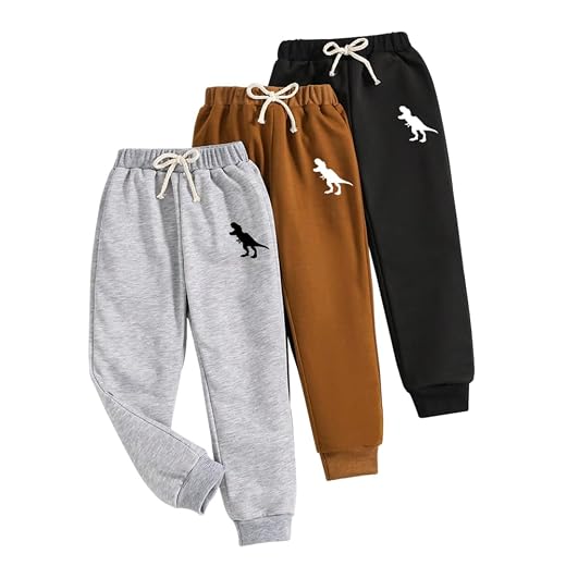 Nivne Tco Toddler Boy Pants - 3 Pack Sweatpants - Dinosaur Graphic Print Toddler Jogger Pants
