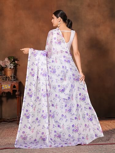 Image of Garden Vareli Floral Print Chiffon Saree
