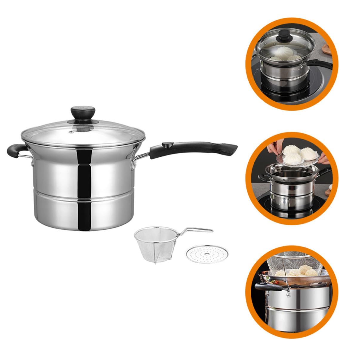Pentola per Pasta in Acciaio Inox Manico Stile Casual, Distribuzione Uniforme del Calore, Facile da Usare, Set 1 Pezzo, per Cucina Domestica Stili multipli