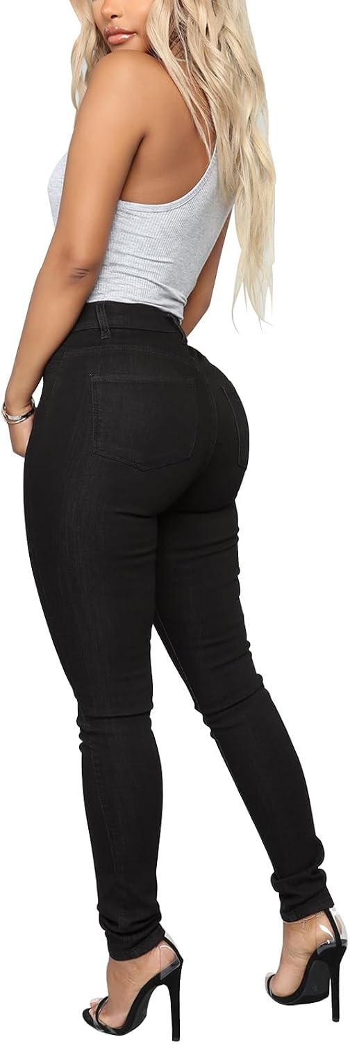 KUNMI Women's High Waisted Skinny Butt Lifting Stretchy Tummy Control Jeans