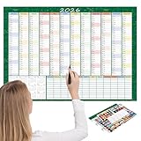 Calendario anual: papel de 150 g, planificador de seguimiento de horarios de 29.2 x 20.65 pulgadas, diseño a prueba de manchas, calendario anual de pared 2026, escribible y duradero para profesores