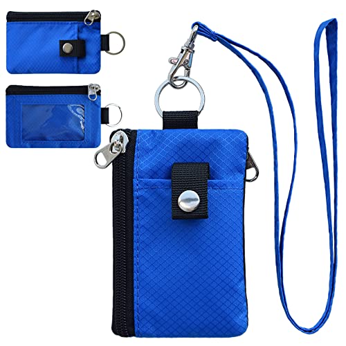 Image of CHENSPRX Minimalist RFID Blocking Small Wallet with ID Window,WaterResistant Zip Id Case Wallet with Lanyard Keychain for Cards,Cash,Travel,Women,Men