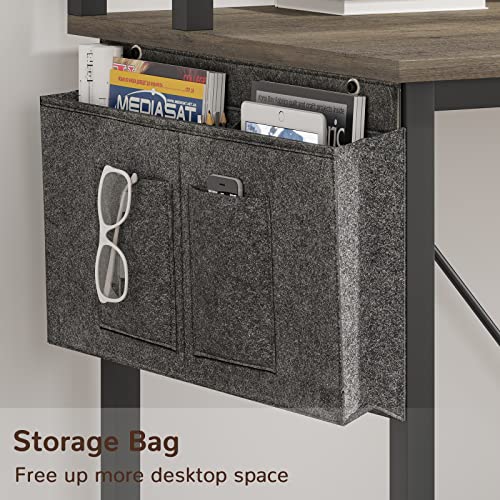 Sedeta L Shaped Desk, 94.5 Inch Office Desk, Reversible Corner Computer Desk, L Shaped Desk With Led Lights, Keyboard Tray, Storage Shelves And Headphone Hook For Home Office, Grey #TOP6