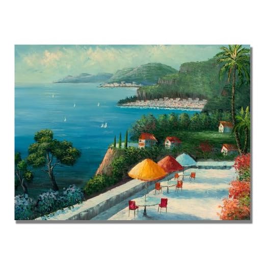 Cafe on Lake Como by Master's Art, 22x32-Inch Canvas Wall Art