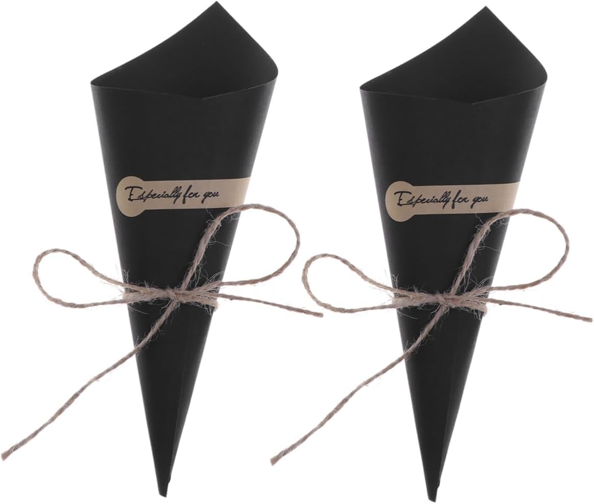 Ipetboom 50 Pcs Paper Wedding Wrapping Cone Diy Bouquet Wrapping Paper Vintage Style Suitable for Various Occasions