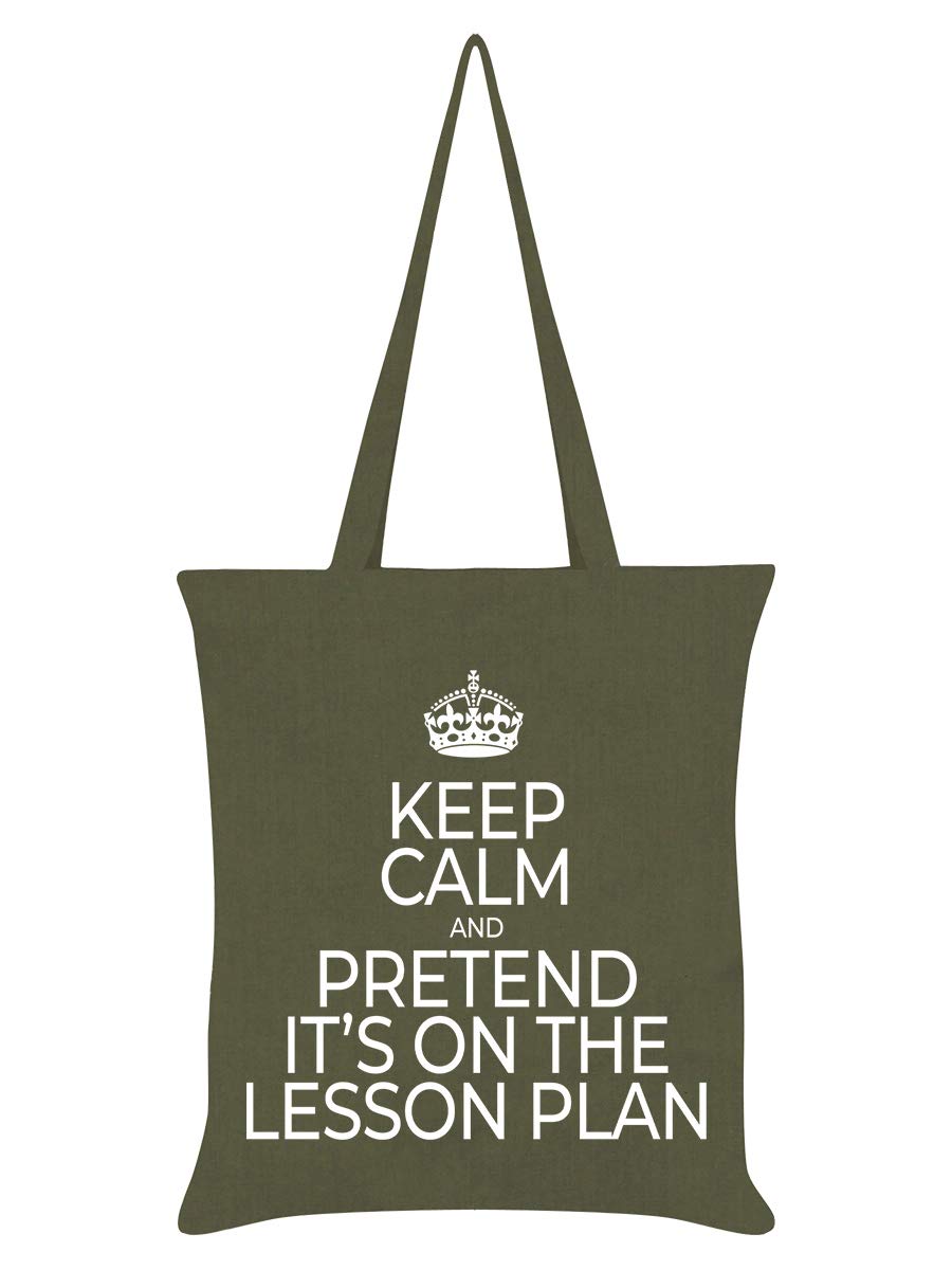 Real Slick Tees Keep Calm And Pretend It's On The Lesson Plan Funny Humour Tote Bag