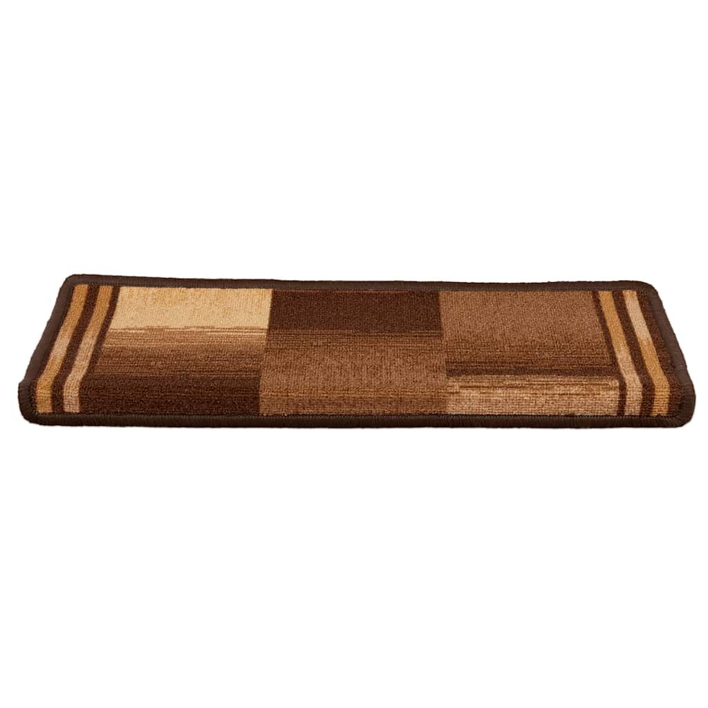 Samoprzylepne maty na schody brązowe, 5 szt. 65 x 21 x 4 cm, z poliamidu, antypoślizgowe i tłumiące dźwięki, na schody, korytarz, wejście, do domu i mieszkania