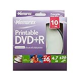 Memorex M00586 Imation 16X Printable DVD+R 4.7GB 10 Pack Cakebox 4,7 GB 10 Pieza(s) - DVD+RW vírgenes (4,7 GB, DVD+R, 120 mm, 10 Pieza(s), 120 min, Caja para Pastel)