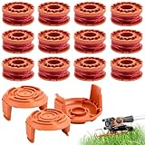15 Stück Set Ersatz Rasentrimmer Spule, Langlebige Ersatzspule für alle 20V Worx Rasentrimmer, 12 Stück 1.65mm Durchmesser und 3m LäNge Fadenspule 3 Kappendeckel