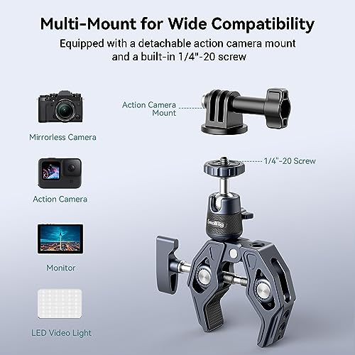 Image of SMALLRIG Camera Mount Clamp, Gopro Motorcycle and Bike Handlebar Mount Kit