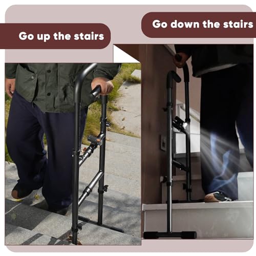 Stair Assist Cane,Standing Stair Lift with Adjustable Height and Width,Poam Handle and Widened Base Design, 300lbs,Stair Lifts for Seniors(Black) - Thumbnail 3