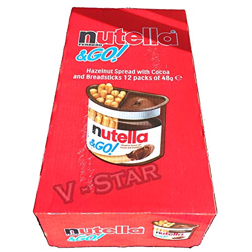 Nutella Ferrero & Go! - Crema de avellana con cacao y palitos de pan (48 g, 12 unidades)