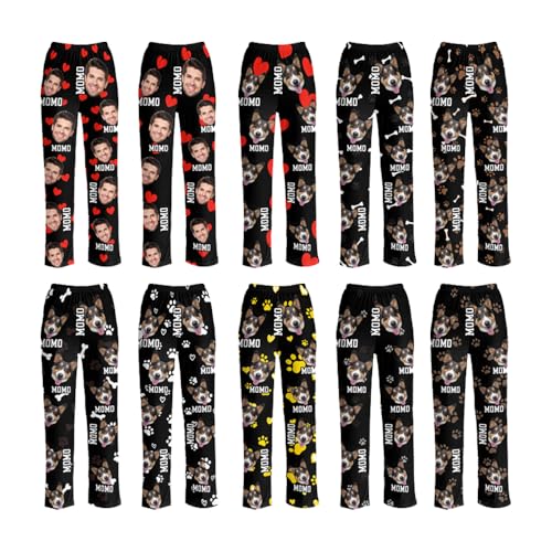 Personalized Pajamas for Women Men Christmas Custom Pajama Pants with Photo Dog Cat Face PJ Gifts2
