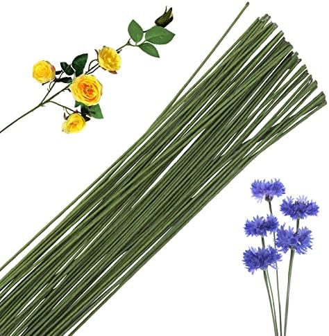 SOCNITC 50pcs Floral Wire Dark Green, 18 Gauge Flower Wire Sticks, Floral Supplies 14 inches for DIY Floral Arrangements Floral Arranging Craft Projects Corsages, Wedding Bouquet…