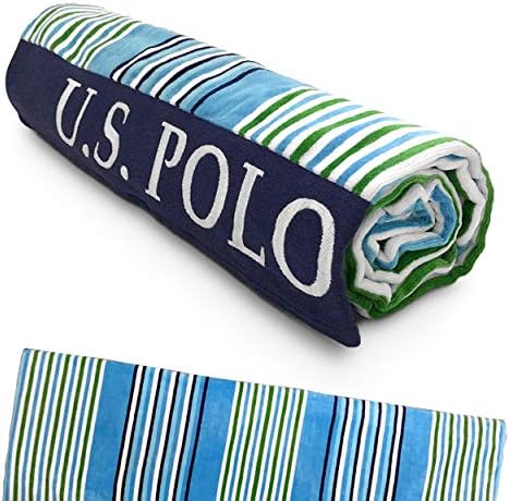 U.S. Polo Assn. Oversized (40” x 70”) Striped Nautical Design Beach Towel - Luxury Plush Cotton Hotel Quality for Bath, Pool - Port Stripe