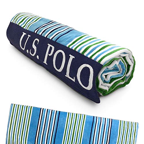 U.s. Polo Assn. Oversized (40” X 70”) Striped Nautical Design Beach Towel - Luxury Plush Cotton Hotel Quality For Bath, Pool - Port Stripe #TOP22