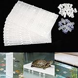 10 Pieces High-Density Aquarium Grid Plastic, Fish Tank Divider with 60 Brackets and 8 Suction Cups, Plastic Egg Crate Grid for DIY Fish Tank Separation and Bottom Protection in Aquascaping