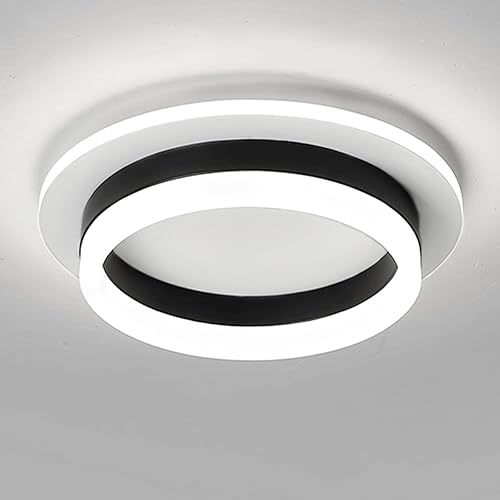 Miniatura 7 de Lámpara de techo LED redonda moderna, lámpara de techo LED empotrada de 24 W, luz de techo pequeña negra para comedor, dormitorio, cocina, baño,