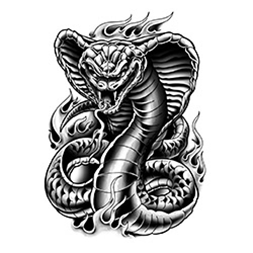 Urban Black and White Temporary Tattoos, Ten 3.5" x 2.5" sheets with one Urban Tattoo per sheet, skulls, snake, panther, gas mask and more