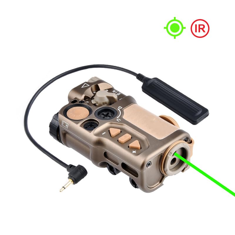 Metal RD-X Box Aiming Laser Sight(with IR Laser+Green Laser), & M300a Strong LED White Flashlight, & Modular Dual Wire Remote Pressure Switch(SF+2.5 Plug) Combo,DE