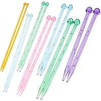 Hicello 14 PCS(7 Pair) Multicolor Plastic Crystal Knitting Needles Weaving Tool Acrylic Crystal Knitting Tools Acrylic Needle for Scarf Sweater Length 26cm/10.35IN