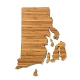 AHeirloom: The Original Rhode Island State Shaped Serving & Cutting Board. (As Seen in O Magazine, Good Morning America, Real Simple, Brides, Knot.) Made in the USA from Organic Bamboo, Large 15"