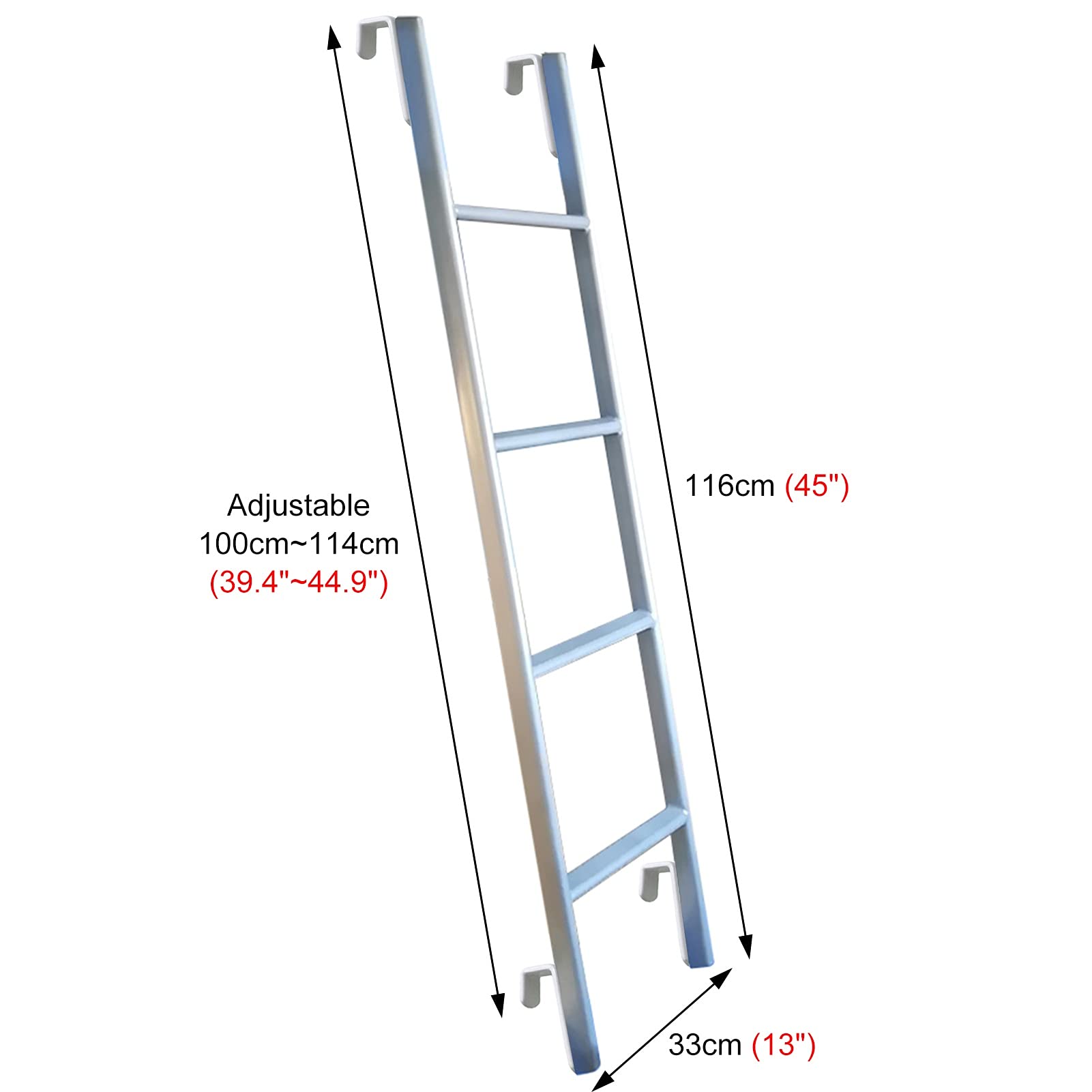 Regulowana metalowa drabina na łóżko piętrowe 114 cm / 127 cm / 149 cm - wytrzymała nośność 150 kg - drabina schodowa loft do kampera, samochodu, łodzi, podwójnych łóżek - idealna do domu, akademików
