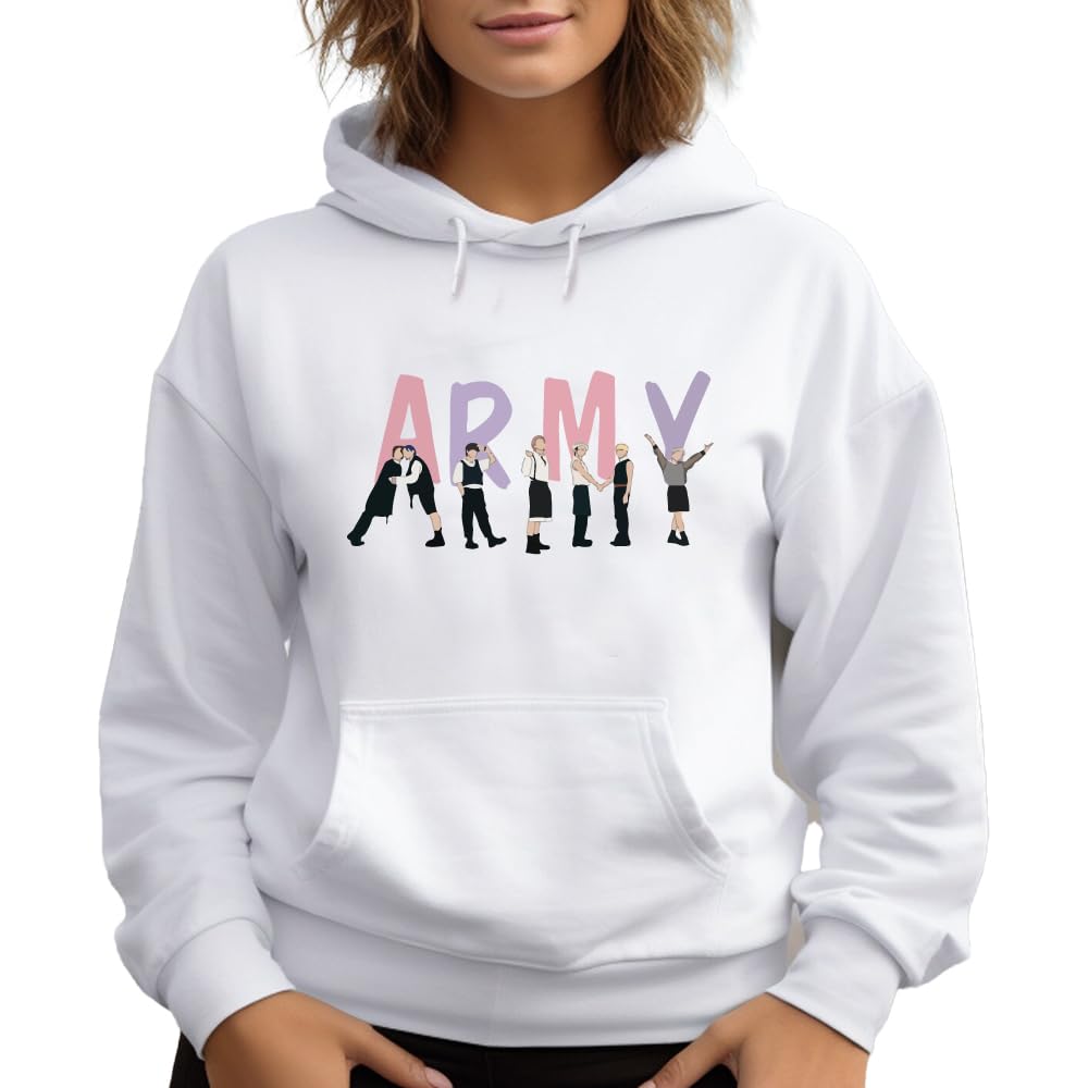 GenericBTS Hoodie Long Sleeve for Women’s - Soft Cotton Pullover - BTS Hooded Sweatshirt with Drawstring and Pockets - Gift for BTS Fans